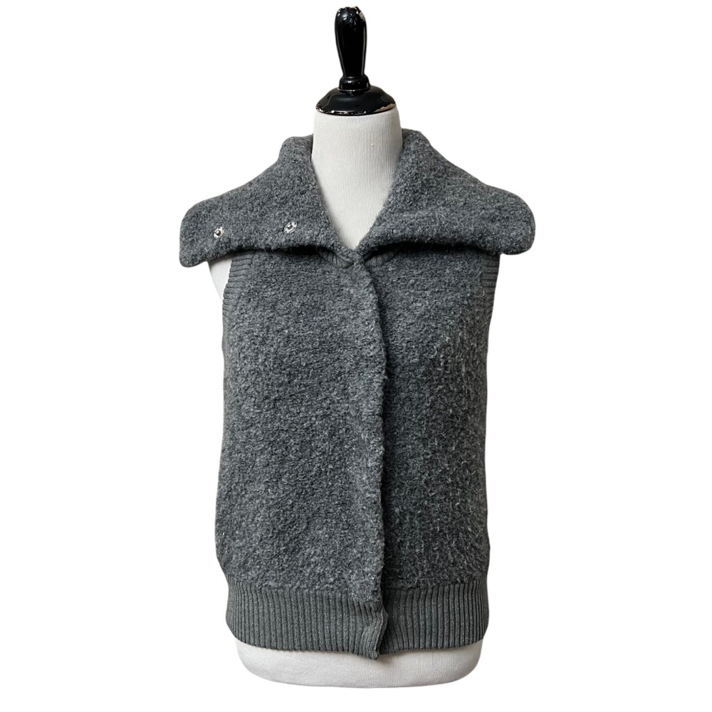 Gap Alpaca Wool Vest Snap Up Collar Boucle Look Medium